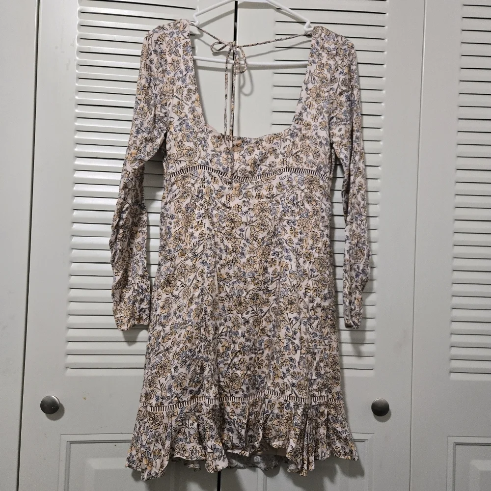 Free People Women's Boheme Mini Dress, Ivory Combo, Off White, Floral Size 4
